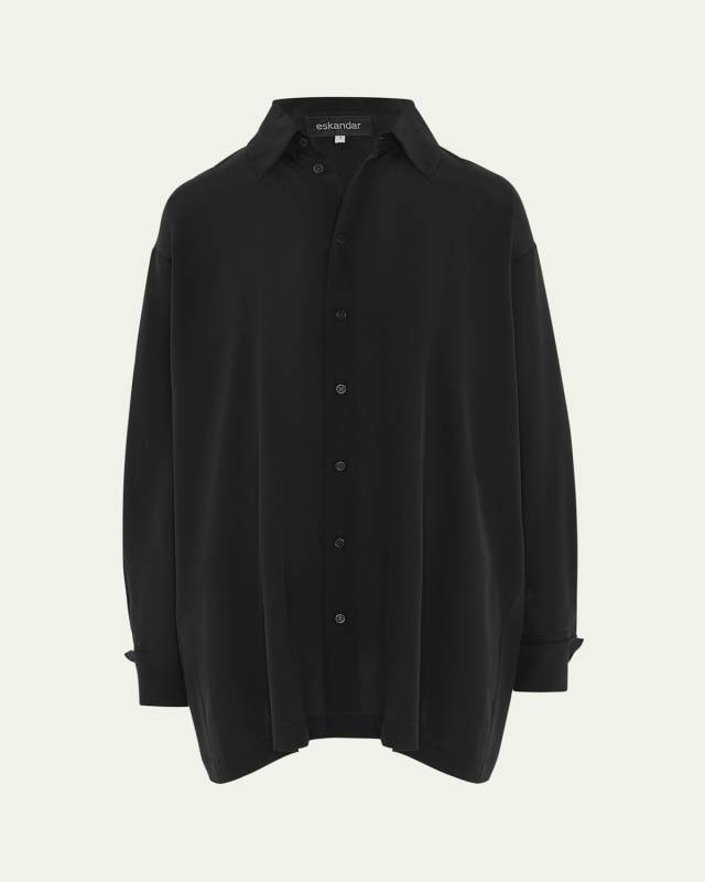 Slim A-line Back Pleat Shirt With Collar (Long Plus Length)